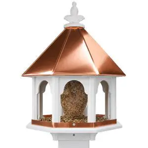 Octagon Wild Bird Feeder Solid Cellular PVC Clear Copper Roof Made in The USA (SBF8C) (3.5" x 3.5" Mount) Octagon Wild Bird Feeder Solid Cellular PVC Clear Copper Roof Made in The USA (SBF8C) (3.5" x 3.5" Mount)