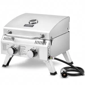 20000 BTU Stainless Steel Propane Gas Grill with Ignition, 2 Burner Portable Tabletop Grill with Folding Legs & Lockable Lid for Outdoor Patio Garden BBQ Picnic RV Tailgating Camping Cooking 20000 BTU Stainless Steel Propane Gas Grill with Ignition, 2 Burner Portable Tabletop Grill with Folding Legs & Lockable Lid for Outdoor Patio Garden BBQ Picnic RV Tailgating Camping Cooking