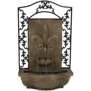 Sunnydaze French Lily 33" Outdoor Wall Water Fountain with Pump - Florentine - Electric Sunnydaze French Lily 33" Outdoor Wall Water Fountain with Pump - Florentine - Electric
