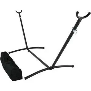 Sunnydaze Brazilian Portable Steel Hammock Stand for Outside with Carrying Case - 400-Pound Capacity Hammock Frame - Black Finish Sunnydaze Brazilian Portable Steel Hammock Stand for Outside with Carrying Case - 400-Pound Capacity Hammock Frame - Black Finish