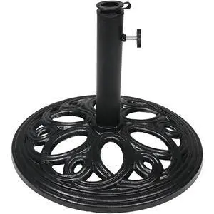 Sunnydaze 24lb Cast Iron Patio Umbrella Base - Heavy-Duty Round Metal Outdoor Market Umbrella Stand for Outside - 18-Inch - Black - Pretty Petals Sunnydaze 24lb Cast Iron Patio Umbrella Base - Heavy-Duty Round Metal Outdoor Market Umbrella Stand for Outside - 18-Inch - Black - Pretty Petals