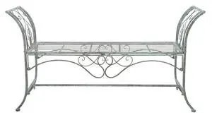 Outdoor Collection Adina Victorian Antique Dark Green Wrought Iron 51-inch Wide Garden Bench Outdoor Collection Adina Victorian Antique Dark Green Wrought Iron 51-inch Wide Garden Bench