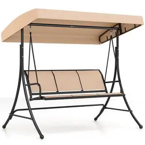 3 Person Porch Swing, Patio Swing with Adjustable Canopy, Heavy-Duty Frame, Breathable Fabric, Outdoor Swing for Porch, Garden, Backyard, Poolside, 800 LBS Max Load 3 Person Porch Swing, Patio Swing with Adjustable Canopy, Heavy-Duty Frame, Breathable Fabric, Outdoor Swing for Porch, Garden, Backyard, Poolside, 800 LBS Max Load