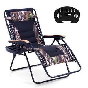 Zero Gravity Chairs, Oversized Patio Recliner Chair, Padded Folding Lawn Chair with Cup Holder Tray, Support 400lbs, Camouflage Zero Gravity Chairs, Oversized Patio Recliner Chair, Padded Folding Lawn Chair with Cup Holder Tray, Support 400lbs, Camouflage