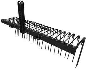 Steel Spring Coil Tine Tow Behind Landscape Rake for Leaves, Pine Needles, Straw, and Grass with 3 Point Hitch Receiver Attachment, Black, 60 Inches Steel Spring Coil Tine Tow Behind Landscape Rake for Leaves, Pine Needles, Straw, and Grass with 3 Point Hitch Receiver Attachment, Black, 60 Inches