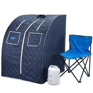 Oversized Portable Personal Steam Sauna Spa with 800W Steam Generator (Satin Blue) Oversized Portable Personal Steam Sauna Spa with 800W Steam Generator (Satin Blue)