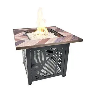 Darby, 30" Square Outdoor Propane Fire Pit Table | UV Printed, 50,000 BTU, Faux Wood Mantel and Stamped Steel Base Darby, 30" Square Outdoor Propane Fire Pit Table | UV Printed, 50,000 BTU, Faux Wood Mantel and Stamped Steel Base