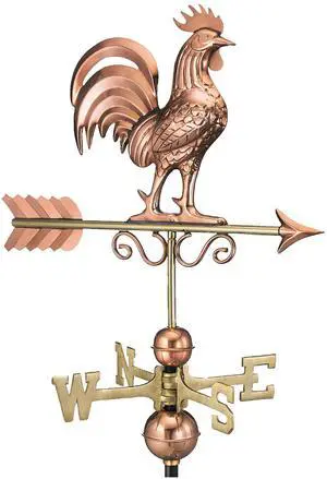 Bantam Rooster Copper Weathervane, Includes Adjustable Roof Mount for Easy Installation - Hand-Polished Copper Bantam Rooster Copper Weathervane, Includes Adjustable Roof Mount for Easy Installation - Hand-Polished Copper