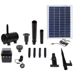 Sunnydaze 132 GPH Outdoor Solar Pump and Panel Fountain Kit with Battery Pack and LED Light - 56-Inch Lift Sunnydaze 132 GPH Outdoor Solar Pump and Panel Fountain Kit with Battery Pack and LED Light - 56-Inch Lift