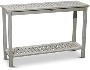 Outdoor Living Eucalyptus Wood Console Table, Two-Shelf Outdoor Buffet, Driftwood Gray Weather-Resistant Finish Outdoor Living Eucalyptus Wood Console Table, Two-Shelf Outdoor Buffet, Driftwood Gray Weather-Resistant Finish