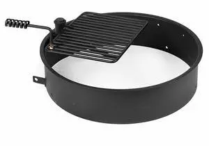 Ash & Ember 32" Steel Fire Pit Ring with Cooking Grate, 15.5" x 19.5" Swivel Grate with Spring Handle, Steel Fire Ring & Campfire Grill Combo for Outdoor Cooking, Durable High-Temp Finish Ash & Ember 32" Steel Fire Pit Ring with Cooking Grate, 15.5" x 19.5" Swivel Grate with Spring Handle, Steel Fire Ring & Campfire Grill Combo for Outdoor Cooking, Durable High-Temp Finish