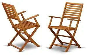 BBSCANA Beasley Folding Patio Dining Chairs With Arm Rest - Acacia Wood, Set of 2, Natural Oil BBSCANA Beasley Folding Patio Dining Chairs With Arm Rest - Acacia Wood, Set of 2, Natural Oil