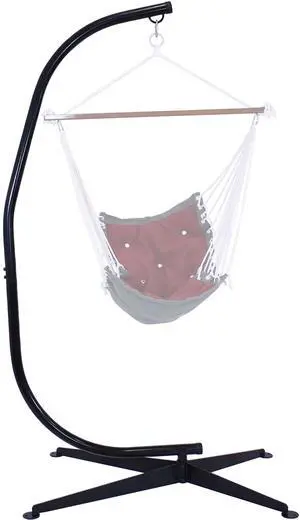 Sunnydaze Steel C-Stand for Hanging Hammock Chair - Indoor or Outdoor Use - Durable 300-Pound Capacity - Black Sunnydaze Steel C-Stand for Hanging Hammock Chair - Indoor or Outdoor Use - Durable 300-Pound Capacity - Black
