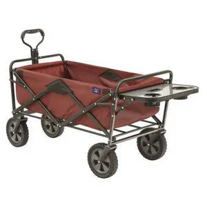 Collapsible Outdoor Utility Wagon with Folding Table and Drink Holders, Maroon (WTC-167) Collapsible Outdoor Utility Wagon with Folding Table and Drink Holders, Maroon (WTC-167)