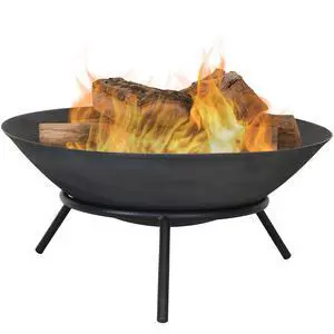 Sunnydaze 22-Inch Cast Iron Wood-Burning Fire Pit Bowl with Portable Stand - Black Steel Finish Sunnydaze 22-Inch Cast Iron Wood-Burning Fire Pit Bowl with Portable Stand - Black Steel Finish