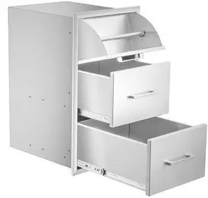 Outdoor Kitchen Double Drawer w/Paper Towel Holder Combo Works with Your Grilling or Prep Zones for Outdoor BBQ Island 17W-30H-21D inch Outdoor Kitchen Double Drawer w/Paper Towel Holder Combo Works with Your Grilling or Prep Zones for Outdoor BBQ Island 17W-30H-21D inch