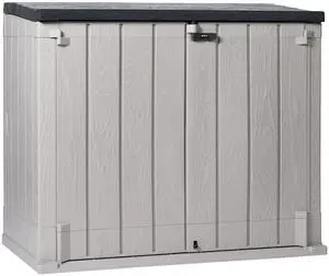 Stora Way All Weather Outdoor XL Horizontal Storage Shed Cabinet for Trash Can, Garden Tools, and Yard Equipment, Taupe Gray and Anthracite Stora Way All Weather Outdoor XL Horizontal Storage Shed Cabinet for Trash Can, Garden Tools, and Yard Equipment, Taupe Gray and Anthracite