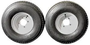 Antego Tire and Wheel (Set of 2) 5.70x8 Trailer Tire and Wheel Assemblies, White 4 Lug Trailer Tires and Wheels, 6 Ply, Load Range C Antego Tire and Wheel (Set of 2) 5.70x8 Trailer Tire and Wheel Assemblies, White 4 Lug Trailer Tires and Wheels, 6 Ply, Load Range C