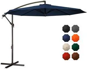 10ft Outdoor Umbrella Patio Offset Cantilever Umbrella, Hanging Umbrella with Crank & Cross Base, Market Umbrella UV Protection Waterproof for Deck Pool 10ft Outdoor Umbrella Patio Offset Cantilever Umbrella, Hanging Umbrella with Crank & Cross Base, Market Umbrella UV Protection Waterproof for Deck Pool