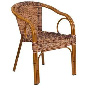 Cadiz Series Dark Red Bamboo-Aluminum Indoor-Outdoor Restaurant-Patio Chair with Burning Brown Rattan Cadiz Series Dark Red Bamboo-Aluminum Indoor-Outdoor Restaurant-Patio Chair with Burning Brown Rattan