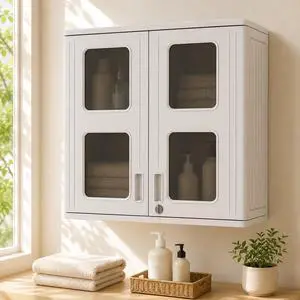 Garage Wall Cabinet, Wall Mounted Storage Cabinet with Doors, Waterproof Resin Utility Wall Cabinet with Shelf, Lockable Hanging Cabinet for Garage, Laundry Room, Bathroom and Workshop Garage Wall Cabinet, Wall Mounted Storage Cabinet with Doors, Waterproof Resin Utility Wall Cabinet with Shelf, Lockable Hanging Cabinet for Garage, Laundry Room, Bathroom and Workshop