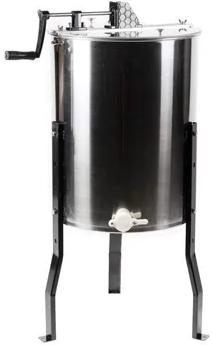 Honey Extractor 8 Frame Rack (4 Deep Frames), Food Grade Stainless Steel Honey Processing Equipment, Manual Crank Honeycomb Drum Spinner with Transparent Lid, BEE-V004B Honey Extractor 8 Frame Rack (4 Deep Frames), Food Grade Stainless Steel Honey Processing Equipment, Manual Crank Honeycomb Drum Spinner with Transparent Lid, BEE-V004B