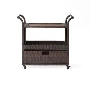 Corona Outdoor Wicker Bar Table Cart, Multibrown Corona Outdoor Wicker Bar Table Cart, Multibrown