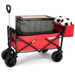Collapsible Wagon Folding Garden Outdoor Park Utility Wagon Picnic Camping Cart with Bearing and Brake 8" All Terrain Wheels with Rear Storage Bag (Red) Collapsible Wagon Folding Garden Outdoor Park Utility Wagon Picnic Camping Cart with Bearing and Brake 8" All Terrain Wheels with Rear Storage Bag (Red)