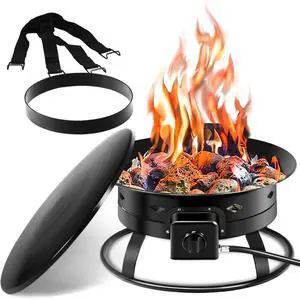 Portable Propane Fire Pit, 19" Outdoor Firepit, 58,000BTU Fire Bowl w/Cover & Carry Kit,Lava Rock Stone & Tank Stabilizer Ring, Gas Fire Pit for Outside Camping,Patio, Backyard, Black Portable Propane Fire Pit, 19" Outdoor Firepit, 58,000BTU Fire Bowl w/Cover & Carry Kit,Lava Rock Stone & Tank Stabilizer Ring, Gas Fire Pit for Outside Camping,Patio, Backyard, Black