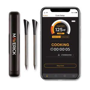 Stake Wireless Bluetooth Meat Thermometer, Battery-Free Probe, 2-Min USB Charge (Up to 4 Hrs), 32-ft App Range (iOS/Android), 572°F Ceramic Handle, Alerts, Graphs & Up to 8 Probes (BT-32) Stake Wireless Bluetooth Meat Thermometer, Battery-Free Probe, 2-Min USB Charge (Up to 4 Hrs), 32-ft App Range (iOS/Android), 572°F Ceramic Handle, Alerts, Graphs & Up to 8 Probes (BT-32)