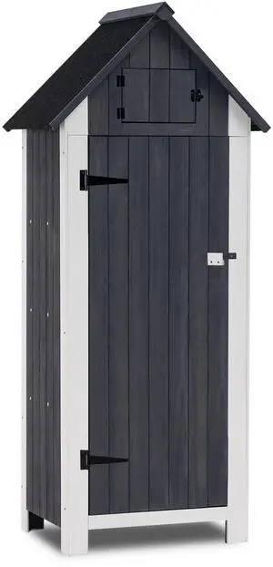 Outdoor Storage Cabinet with Shelves, Wooden Outside Storage Shed with Floor, Garden Tool Shed for Patio Yard Lawn, 0770 (Gray) Outdoor Storage Cabinet with Shelves, Wooden Outside Storage Shed with Floor, Garden Tool Shed for Patio Yard Lawn, 0770 (Gray)