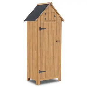 Outdoor Storage Cabinet with Shelves, Wooden Outside Storage Shed with Floor, Garden Tool Shed for Patio Yard Lawn, 0770 (Natural) Outdoor Storage Cabinet with Shelves, Wooden Outside Storage Shed with Floor, Garden Tool Shed for Patio Yard Lawn, 0770 (Natural)