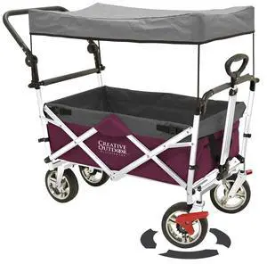 Creative Outdoor Push Pull Stroller Wagon for Kids, 150lbs Weight Capacity, All-Terrain Collapsible Folding Cart with Canopy for Cargo, Beach, Park, Garden, Camping & Tailgate Creative Outdoor Push Pull Stroller Wagon for Kids, 150lbs Weight Capacity, All-Terrain Collapsible Folding Cart with Canopy for Cargo, Beach, Park, Garden, Camping & Tailgate
