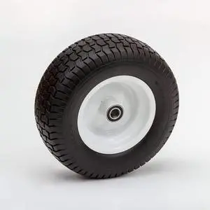 Flat Free Tire | Durable Rubber Replacement Wheel | Tire for Cart, Wagon | 1" Axle Bearing | 4" Hub Flat Free Tire | Durable Rubber Replacement Wheel | Tire for Cart, Wagon | 1" Axle Bearing | 4" Hub
