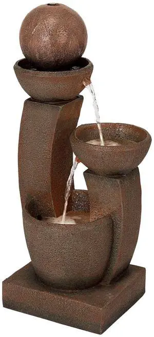 Curved Columns 31" High Large Modern Zen Indoor Outdoor Decor Faux Stone Floor Fountain with Light LED Standing Waterfall Bowl Water Feature for Outside Garden Patio Yard Backyard Curved Columns 31" High Large Modern Zen Indoor Outdoor Decor Faux Stone Floor Fountain with Light LED Standing Waterfall Bowl Water Feature for Outside Garden Patio Yard Backyard