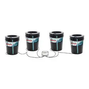 RS5GAL4SYS Root Spa 5 Gallon Hydroponic 4 Bucket Deep Water Culture Grow Kit System with Multi-Purpose Air Hose and Air Pump, Black RS5GAL4SYS Root Spa 5 Gallon Hydroponic 4 Bucket Deep Water Culture Grow Kit System with Multi-Purpose Air Hose and Air Pump, Black