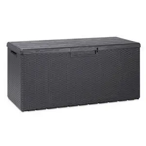 Portofino Large 90 Gallon Plastic Outdoor Storage Backyard Deck Box, with Lockable Lid, Seat Weight Capacity 450 Pounds, Gray Portofino Large 90 Gallon Plastic Outdoor Storage Backyard Deck Box, with Lockable Lid, Seat Weight Capacity 450 Pounds, Gray