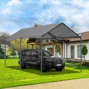 Carport 10x20 Ft Heavy Duty Canopy Steel Canopy Storage Shed,Portable Garage Party Tent,Portable Garage All-Season Tarp for Carport Grey Carport 10x20 Ft Heavy Duty Canopy Steel Canopy Storage Shed,Portable Garage Party Tent,Portable Garage All-Season Tarp for Carport Grey