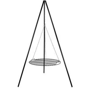 Campfire Tripod for Cooking - Adjustable Camping Tripod Grill - Portable Over the Fire Camping Grill for Outdoor Cooking - 22-Inch Grate Campfire Tripod for Cooking - Adjustable Camping Tripod Grill - Portable Over the Fire Camping Grill for Outdoor Cooking - 22-Inch Grate