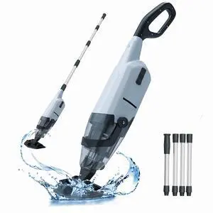 Handheld Pool Vacuum, Rechargeable Pool Cleaner with Running Time up to 60-Minutes Ideal for Above Ground Pools, Spas and Hot Tub for Sand and Debris (Grey) Handheld Pool Vacuum, Rechargeable Pool Cleaner with Running Time up to 60-Minutes Ideal for Above Ground Pools, Spas and Hot Tub for Sand and Debris (Grey)