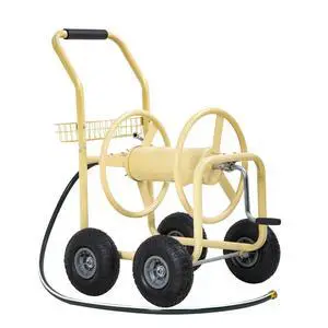 Hose Reel Hold Up To 300 Ft Heavy Duty Garden Hose Reel Sturdy Water Hose Reel Cart with 4 Wheels Storage Basket for Garden Lawn Yard Outdoor (Tan) Hose Reel Hold Up To 300 Ft Heavy Duty Garden Hose Reel Sturdy Water Hose Reel Cart with 4 Wheels Storage Basket for Garden Lawn Yard Outdoor (Tan)