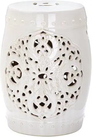 Furniture - Flora Decorative Garden Stool - Creme - Ceramic - Artisan Hand-Painted Design - Ideal for Living Room, Patio, Garden - Fully Assembled (ACS4527B) Furniture - Flora Decorative Garden Stool - Creme - Ceramic - Artisan Hand-Painted Design - Ideal for Living Room, Patio, Garden - Fully Assembled (ACS4527B)