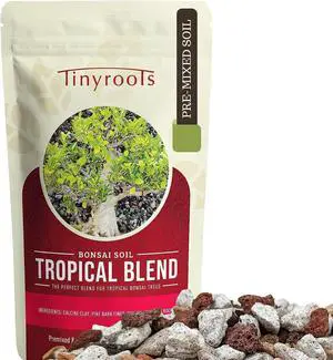 Tropical Bonsai Soil by Tinyroots - 100% Organic + Fast Draining Pre-Mixed Potting Soil Mix, Perfect for Healthy Cacti and Bonsai Growth, 2.5 Gallon Tropical Bonsai Soil by Tinyroots - 100% Organic + Fast Draining Pre-Mixed Potting Soil Mix, Perfect for Healthy Cacti and Bonsai Growth, 2.5 Gallon