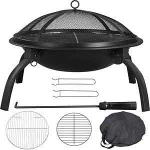 21inch Fire Pit Portable Folding Steel Fire Bowl Garden Treasures Fire Pit for Outside Fireplace with Carrying Bag, Spark Screen, BBQ Grill & Log Grate for Patio Backyard Camping Bonfire 21inch Fire Pit Portable Folding Steel Fire Bowl Garden Treasures Fire Pit for Outside Fireplace with Carrying Bag, Spark Screen, BBQ Grill & Log Grate for Patio Backyard Camping Bonfire