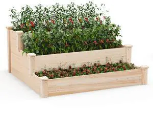 3-Tier Raised Garden Bed, Tiered Planter Box w/Open-Ended Base, Fir Wood Elevated Raised Beds for Gardening, Vegetable Flower Herb Fruit, Perfect for Patio, Lawn, Backyard 3-Tier Raised Garden Bed, Tiered Planter Box w/Open-Ended Base, Fir Wood Elevated Raised Beds for Gardening, Vegetable Flower Herb Fruit, Perfect for Patio, Lawn, Backyard