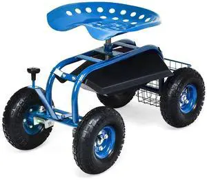 Garden Seat with Wheels, Rolling Garden Cart with 360 Degree Swivel Seat for Planting, Gardening Stool w/Tool Tray, Basket, Gardening Chair Workseat, Patio Wagon Scooter for Seniors Garden Seat with Wheels, Rolling Garden Cart with 360 Degree Swivel Seat for Planting, Gardening Stool w/Tool Tray, Basket, Gardening Chair Workseat, Patio Wagon Scooter for Seniors