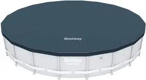 Flowclear PVC Round 18 Foot Pool Cover for Above Ground Frame Pools with Drain Holes and Secure Tie-Down Ropes, Black (Cover Only) Flowclear PVC Round 18 Foot Pool Cover for Above Ground Frame Pools with Drain Holes and Secure Tie-Down Ropes, Black (Cover Only)