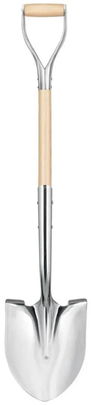 Polished Chrome Ceremonial Shovel, 27-Inch, D-Grip American Ash Handle, 14-Gauge High-Carbon Steel Blade, Extended Socket, Steel D-Handle (Model 33127) Polished Chrome Ceremonial Shovel, 27-Inch, D-Grip American Ash Handle, 14-Gauge High-Carbon Steel Blade, Extended Socket, Steel D-Handle (Model 33127)