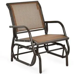 Swing Glider Chair W/Study Metal Frame Comfortable Patio Chair Love-Seat for Garden, Porch, Backyard, Poolside, Lawn Outdoor Rocking Chair (1, Brown) Swing Glider Chair W/Study Metal Frame Comfortable Patio Chair Love-Seat for Garden, Porch, Backyard, Poolside, Lawn Outdoor Rocking Chair (1, Brown)