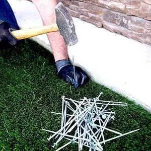 USA Made (450 Nails) Synthetic Grass Landscape, (15 Pounds Bag) 5.5" Turf Nails/Stakes, Galvanized Boxed Spikes for Securing Artificial Turf Products (an Average of 25% More Nails) USA Made (450 Nails) Synthetic Grass Landscape, (15 Pounds Bag) 5.5" Turf Nails/Stakes, Galvanized Boxed Spikes for Securing Artificial Turf Products (an Average of 25% More Nails)